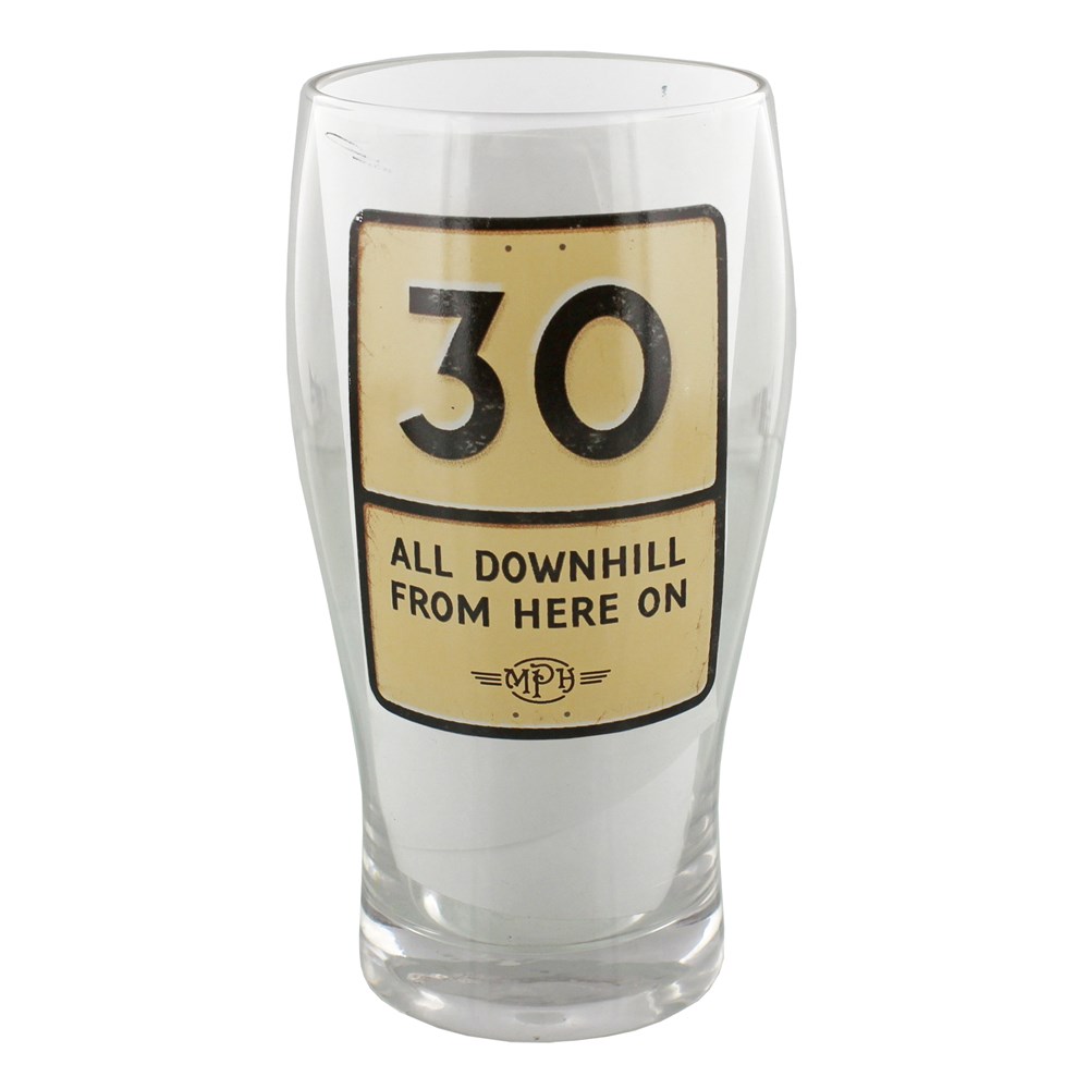 MPH Age 30 Male Downhill Road Sign Pint Glass In Gift Box RRP £6.99 CLEARANCE XL £1.99 or 2 for £3